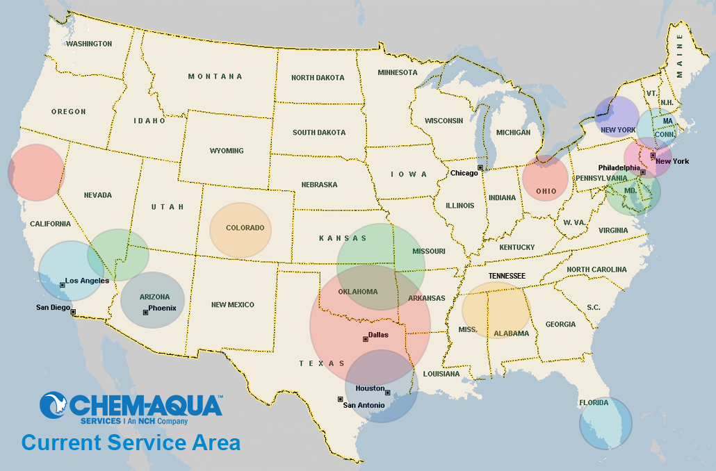 Chem-Aqua Services Service Area Map